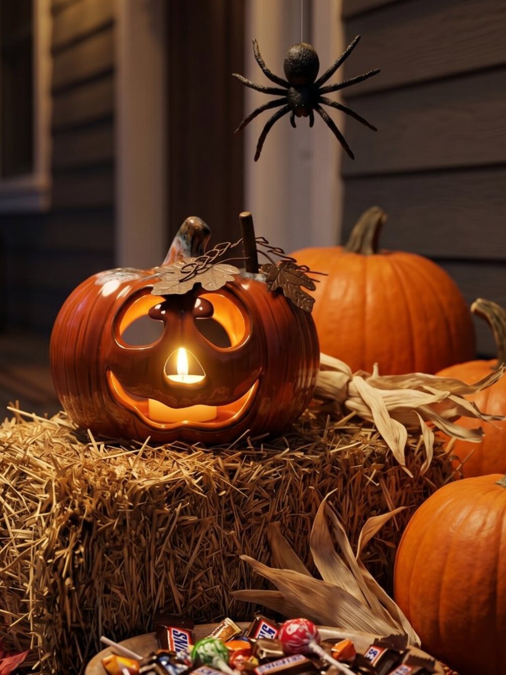 Halloween Pumpkin Jack-O-Lantern Ceramic Tealight Votive Candle Holder - Picture 3 of 16